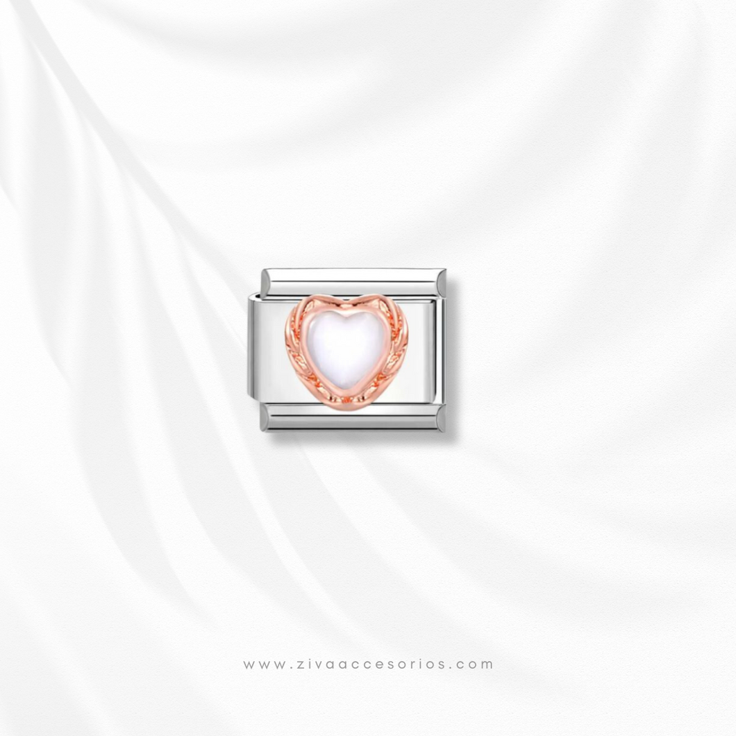 Charm Dije Corazon Zirconia Blanca Para Pulsera Italiana