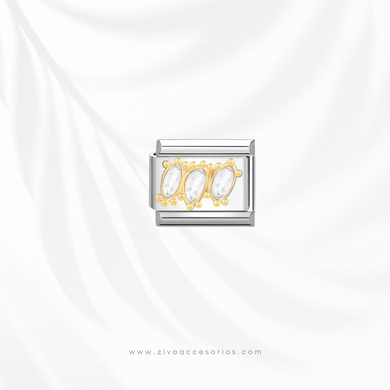 Charm Dije 3 Zirconias Para Pulsera Italiana