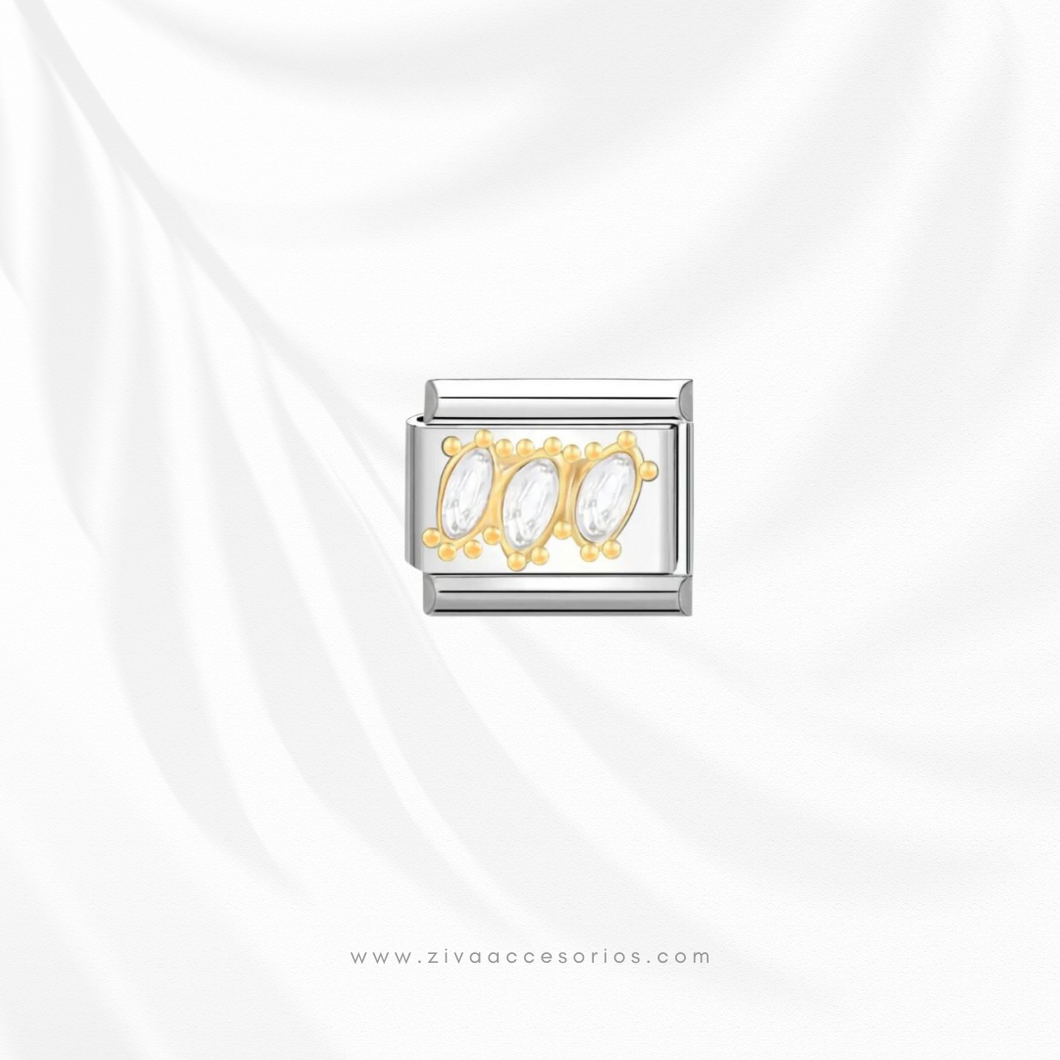 Charm Dije 3 Zirconias Para Pulsera Italiana