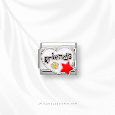 Charm Dije Corazon Friends Para Pulsera Italiana