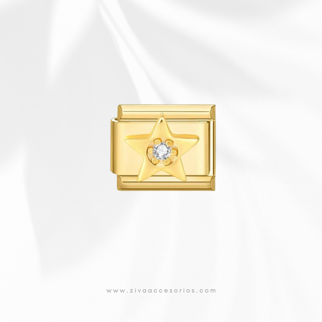 Charm Dije Estrella con Zirconia Para Pulsera Italiana