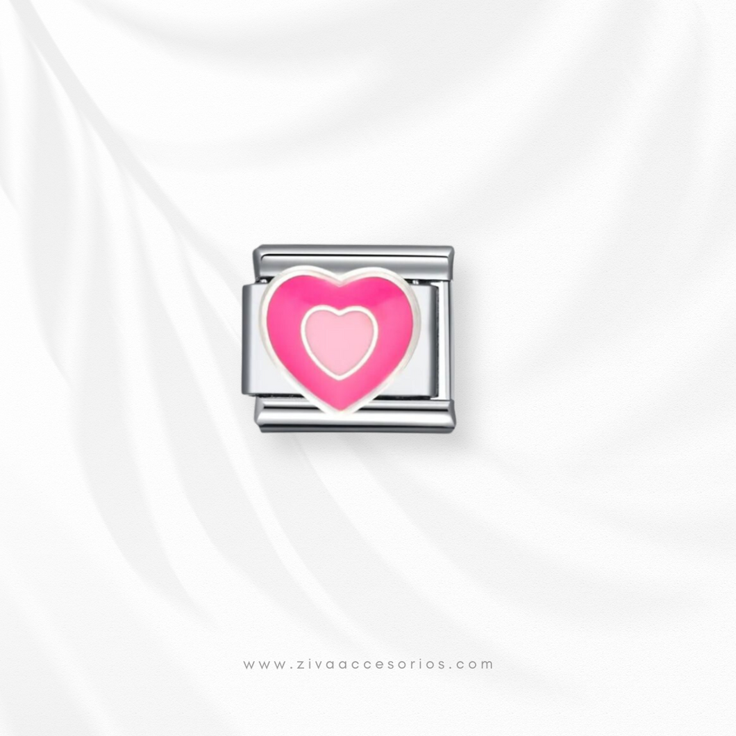 Charm Dije Corazon Rosas Para Pulsera Italiana