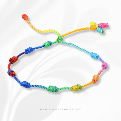 Pulsera 7 Nudos Multicolor con Cruz