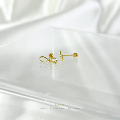 Aretes Broquel Infinito Love Oro 10k