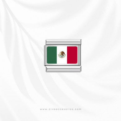 Charm Dije Bandera de México Para Pulsera Italiana