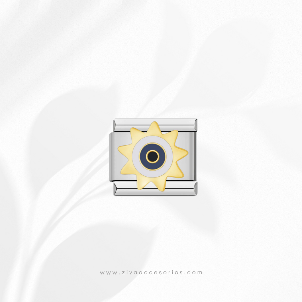 Charm Dije Sol con Ojo Para Pulsera Italiana