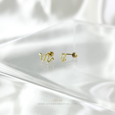 Aretes Broquel Serpiente Oro 10k