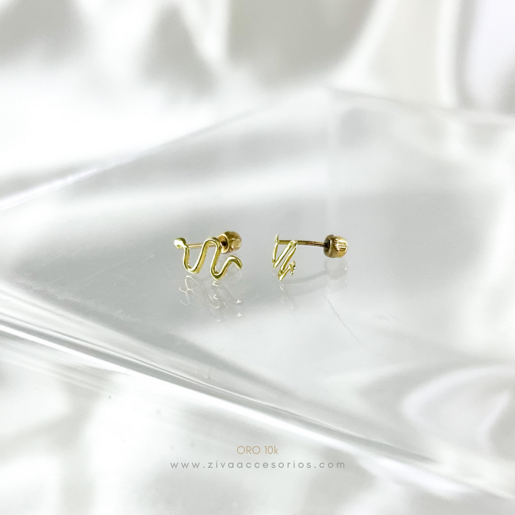 Aretes Broquel Serpiente Oro 10k