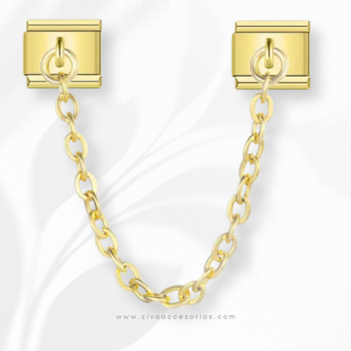 Charm Dije Doble Unido en Cadena Colgante Dorado Para Pulsera Italiana