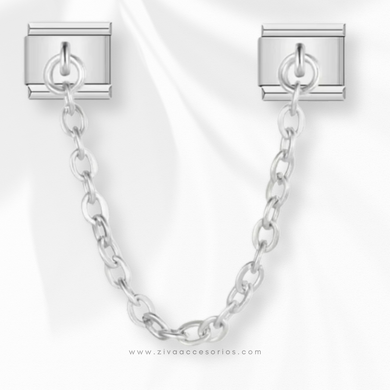 Charm Dije Doble Unido en Cadena Colgante Plateado Para Pulsera Italiana