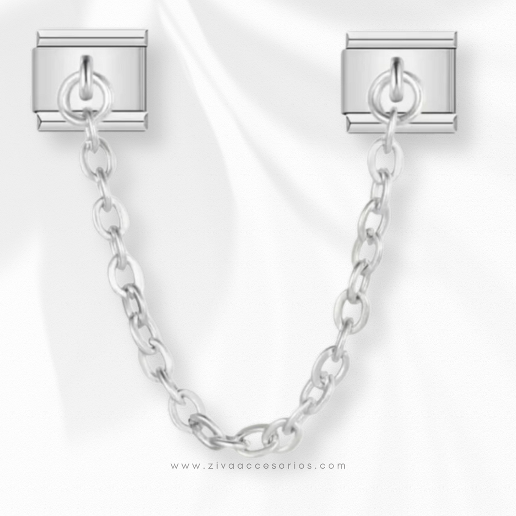 Charm Dije Doble Unido en Cadena Colgante Plateado Para Pulsera Italiana