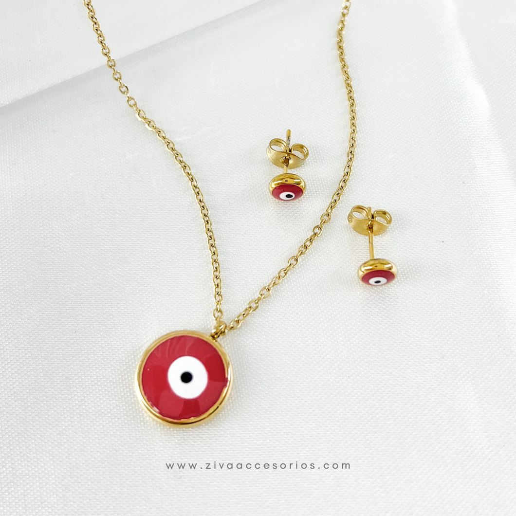 Conjunto Ojo Turco Rojo