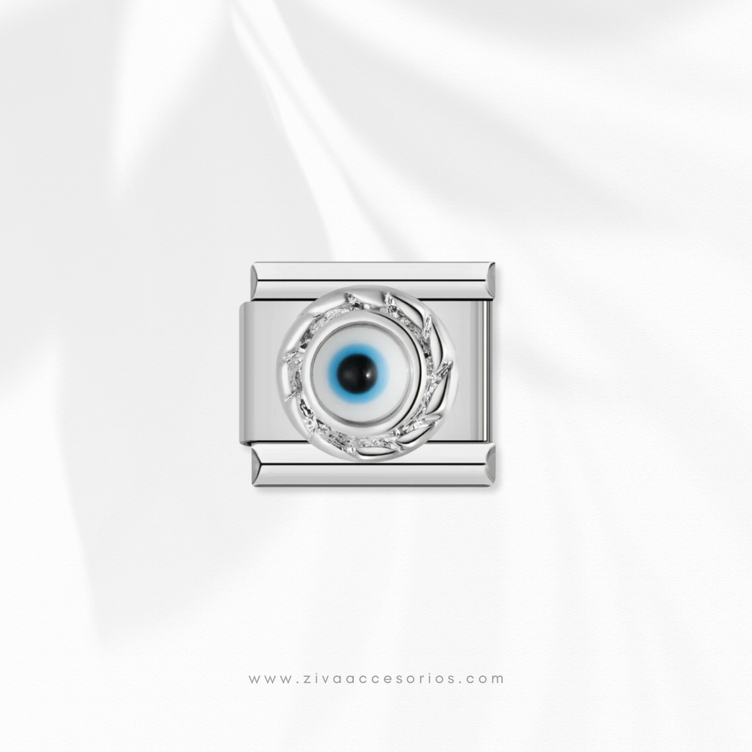 Charm Dije Ojo Turco Blanco 3D Para Pulsera Italiana