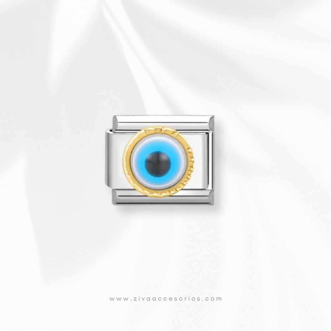 Charm Dije Ojo Turco Azul 3D Para Pulsera Italiana