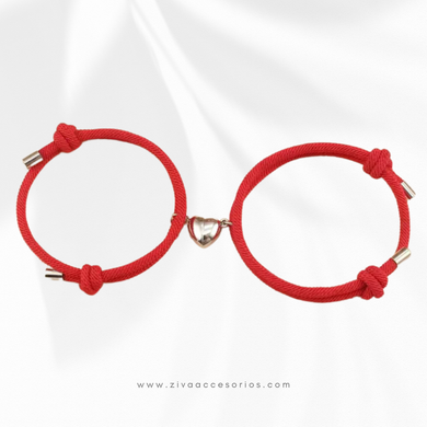 Pulsera Pareja Imán de Corazón Rojo + Rojo