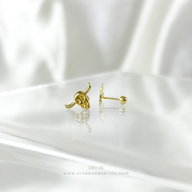 Aretes Broquel Toro Oro 10k