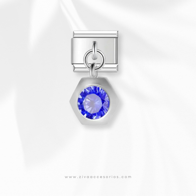 Charm Dije Zirconia Azul Colgante Para Pulsera Italiana