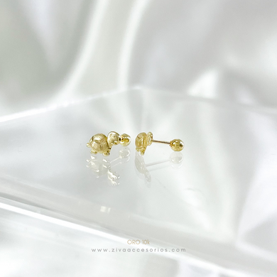 Aretes Broquel Tortuga Oro 10k