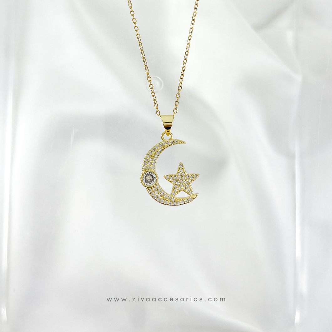 Collar Luna Y Estrella Zirconias