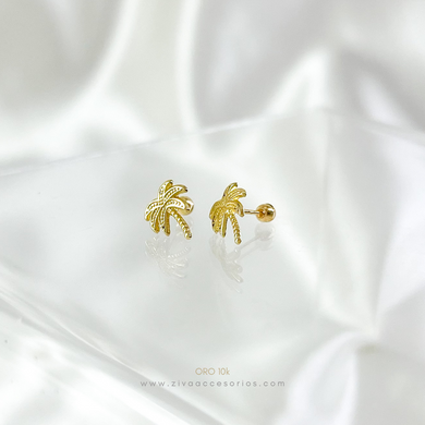 Aretes Broquel Palmas Oro 10k