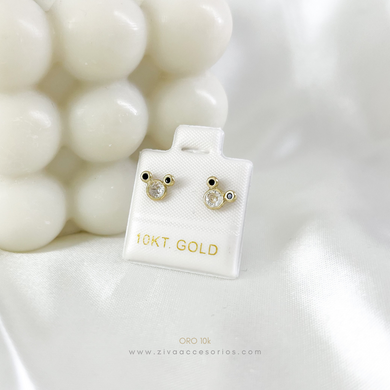 Aretes Broquel Raton Mi Oro 10k