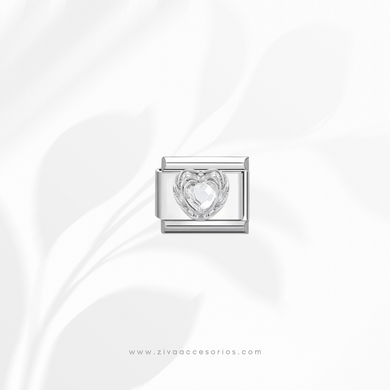 Charm Dije Corazon Zirconia Para Pulsera Italiana