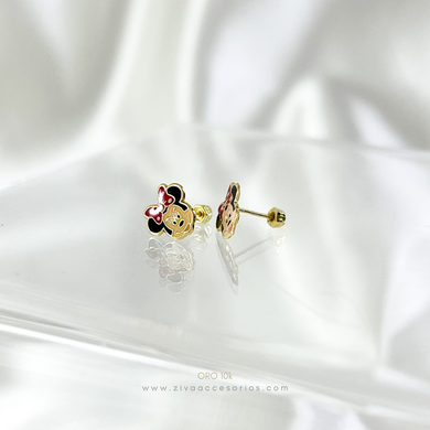 Aretes Broquel Raton Mim Oro 10k