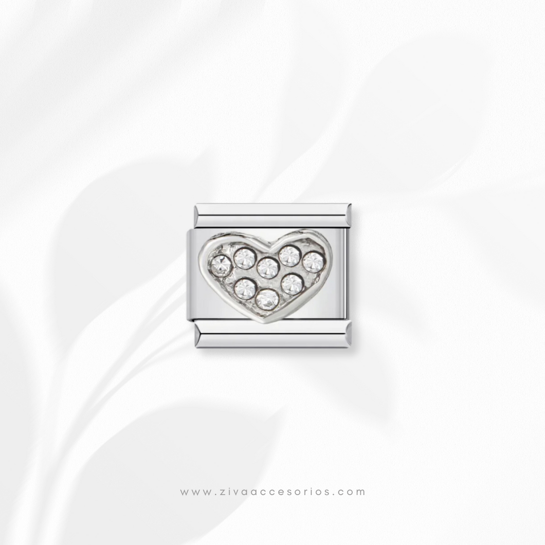 Charm Dije Corazon Zirconias Para Pulsera Italiana