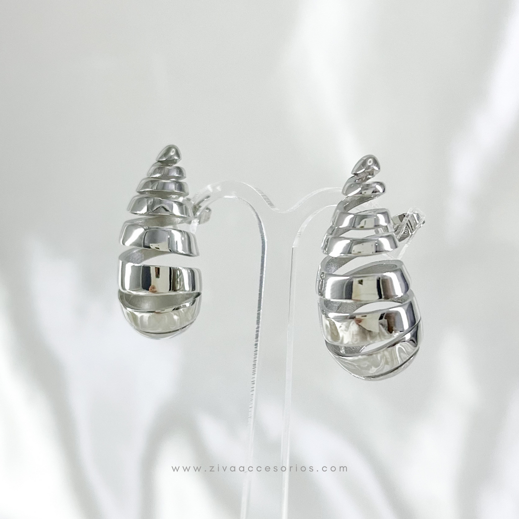 Aretes Gota Espiral G Plateado