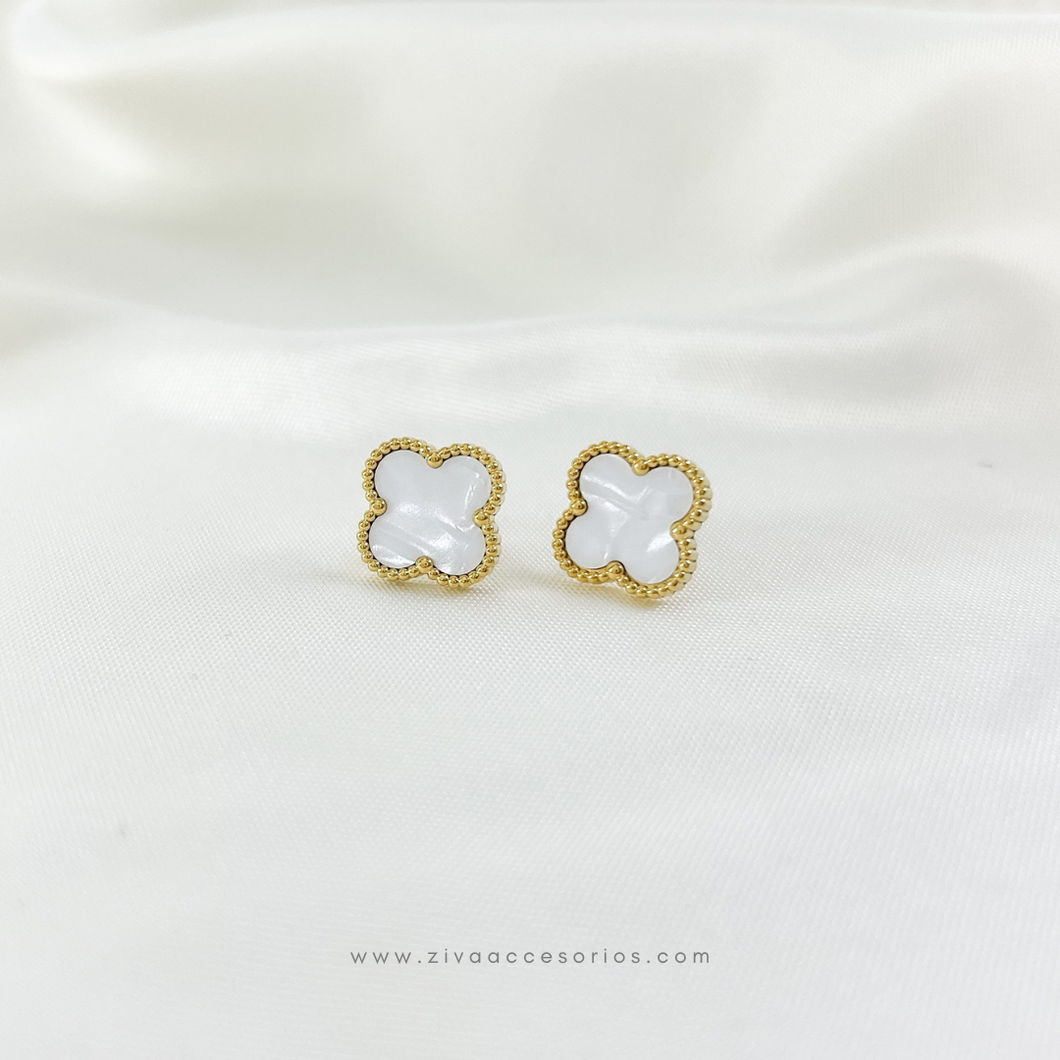 Aretes Valery Blanco Dorado