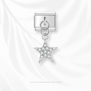 Charm Dije Estrella Zirconas Colgante Para Pulsera Italiana