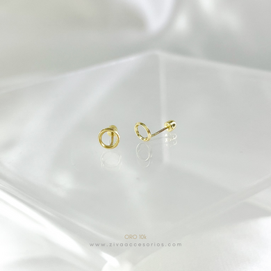 Aretes Broquel Circulo Oro 10k