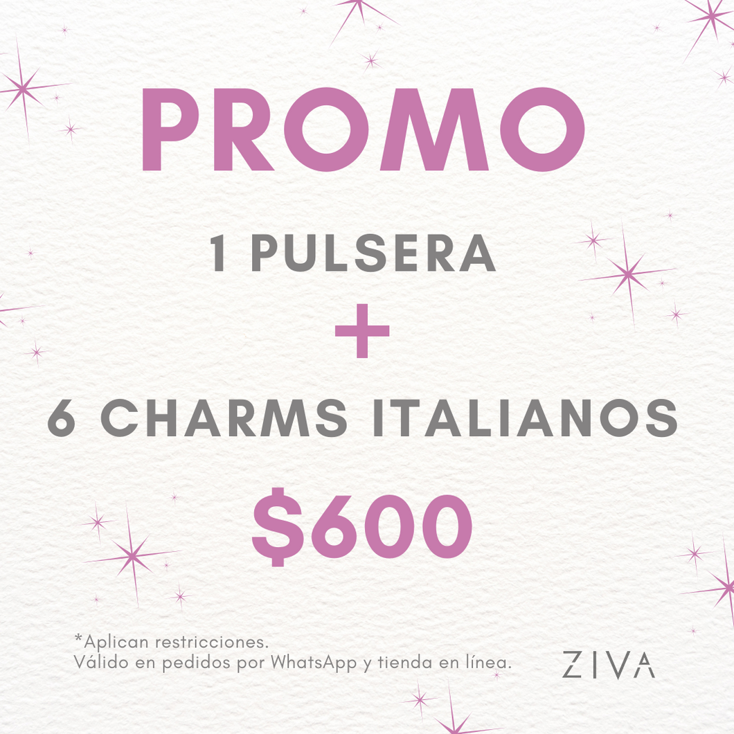 PROMO 1 Pulsera + 6 Charms Italianos