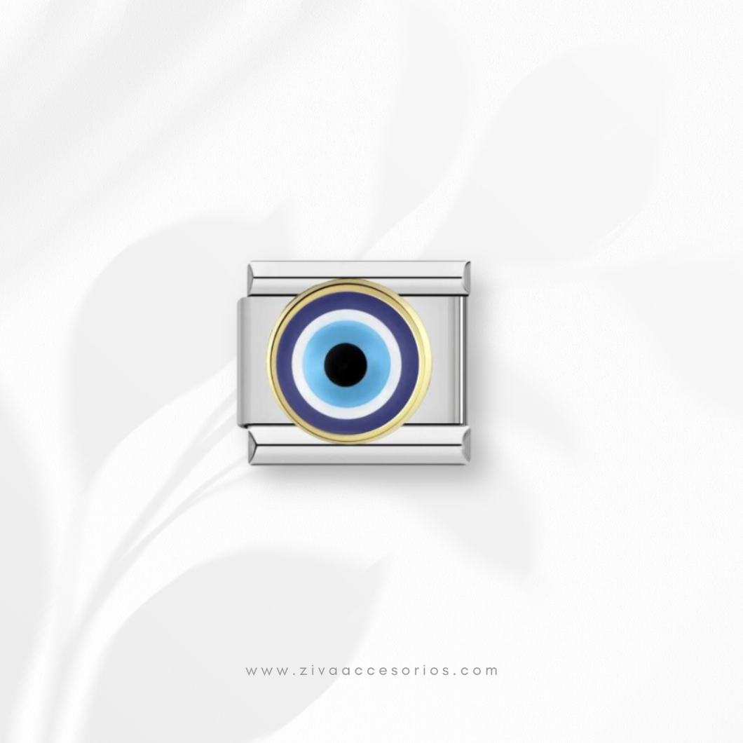 Charm Dije Ojo Turco Azul Rey 3D Para Pulsera Italiana