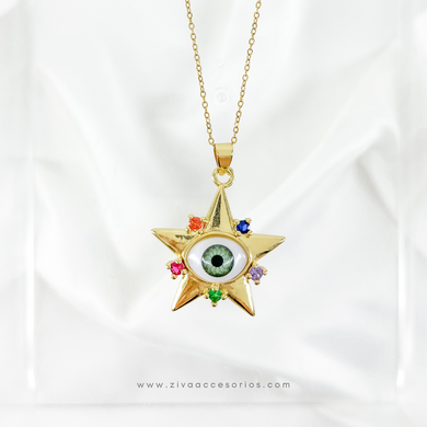 Collar Ojo Estrella con Zirconias de Colores