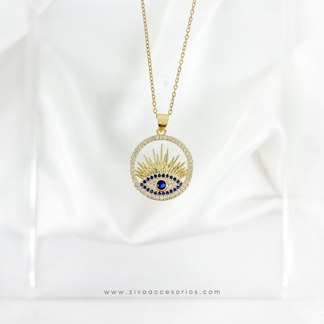 Collar Ojo Circulo Sol Zirconias