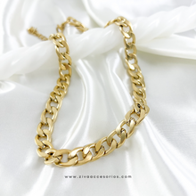 Cargar imagen en el visor de la galería, Cadena Choker Cuban dorado(38cm-9mm) con extensión