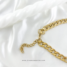 Cargar imagen en el visor de la galería, Cadena Choker Cuban dorado(38cm-9mm) con extensión