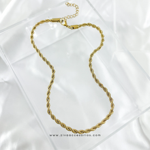 Cargar imagen en el visor de la galería, Cadena Choker torsal dorado (38cm-4mm) con esxtensión