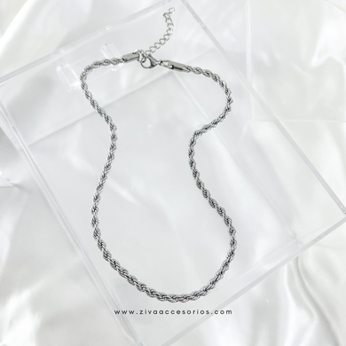 Cadena Choker torsal plateado (38cm-4mm) con esxtensión