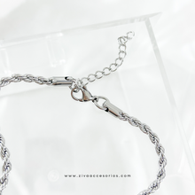 Cargar imagen en el visor de la galería, Cadena Choker torsal plateado (38cm-4mm) con esxtensión