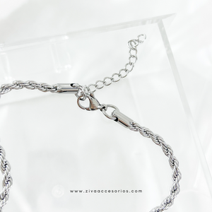 Cadena Choker torsal plateado (38cm-4mm) con esxtensión