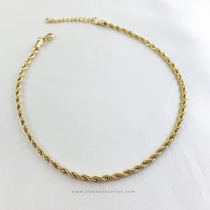 Cadena Choker torsal dorado (38cm-4mm) con esxtensión